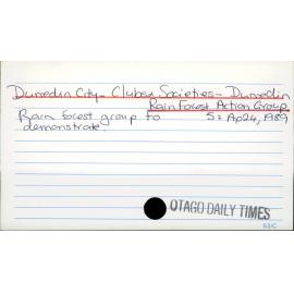 Dunedin City - Clubs & Societies - Dunedin Rain Forest Action Group 
