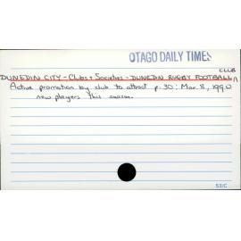 DUNEDIN CITY - Clubs + Societies - DUNEDIN RUGBY FOOTBALL CLUB