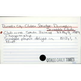 Dunedin City - Clubs + Societies - Dunedin Scrabble Club