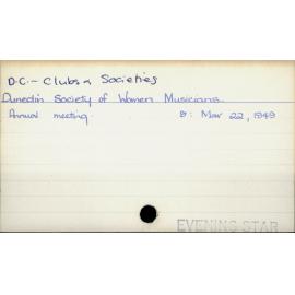 Dunedin City - Clubs & Societies - Dunedin Society of Women Musicians.