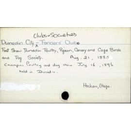 Dunedin City - Clubs & Societies - Fanciers' Clubs