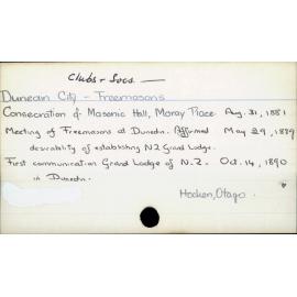 Dunedin City - Clubs & societies - Freemasons