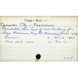 Dunedin City - Clubs and societies - Freemasons