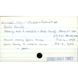 Dunedin City - Clubs and societies - Gaelic Society