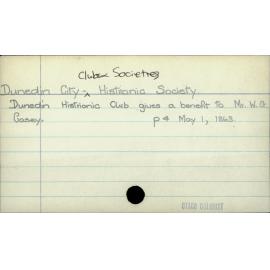 Dunedin City - Clubs & Societies - Histrionic Society