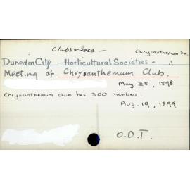 Dunedin City - Clubs and societies - Horticultural Societies - Chrysanthemum Soc.