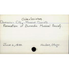 Dunedin City - Clubs and societies - Musical Society