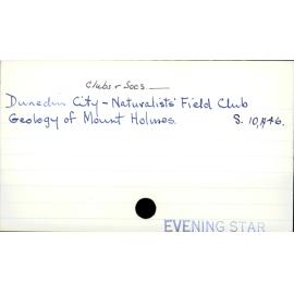 Dunedin City - Clubs and societies - Naturalists' Field Club