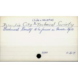 Dunedin City - Clubs and societies - Technical Society