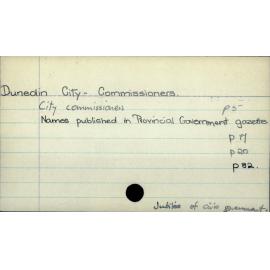 Dunedin City - Commissioners.