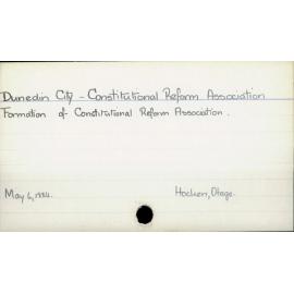 Dunedin City - Constitutional Reform Association