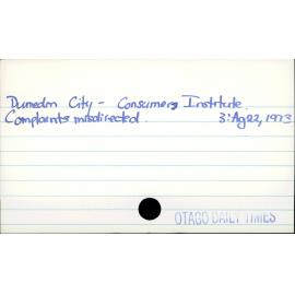 Dunedin City - Consumers Institute.