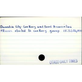 Dunedin City - Cookery and Food Association