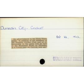 Dunedin City - Cricket