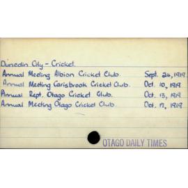 Dunedin City - Cricket
