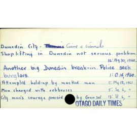 Dunedin City - Crime & criminals