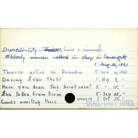 Dunedin City - Crime & Criminals