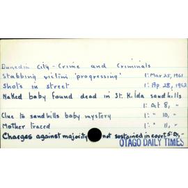 Dunedin City - Crime and Criminals