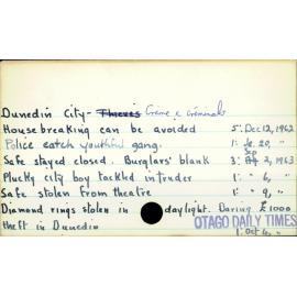 Dunedin City - Crime and Criminals