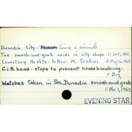 Dunedin City - Crime & Criminals