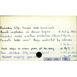 Dunedin City- Crime and Criminals