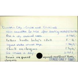Dunedin City - Crime and Criminals