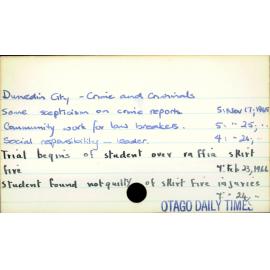 Dunedin City - Crime and Criminals