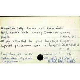 Dunedin City - Crime and Criminals