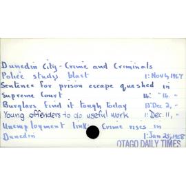 Dunedin City - Crime and Criminals