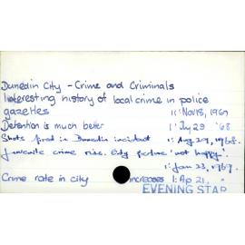 Dunedin City - Crime and Criminals