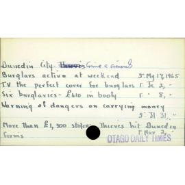 Dunedin City - Crime & Criminals