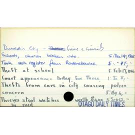 Dunedin City - Crime & Criminals