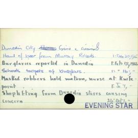 Dunedin City - Crime & Criminals