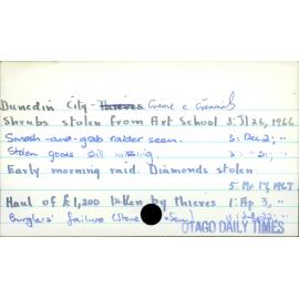 Dunedin City - Crime & Criminals