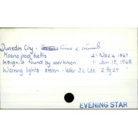 Dunedin City - Crime & Criminals