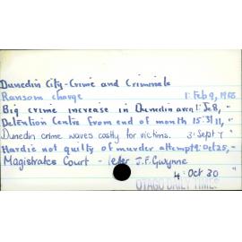 Dunedin City - Crime and Criminals