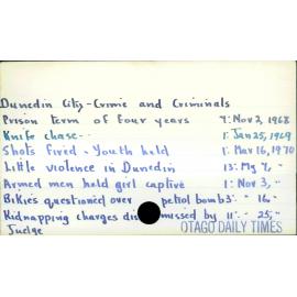 Dunedin City - Crime and Criminals