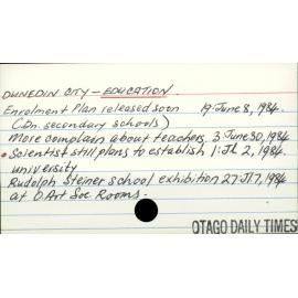 DUNEDIN CITY - EDUCATION.