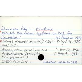 Dunedin City -  Elections