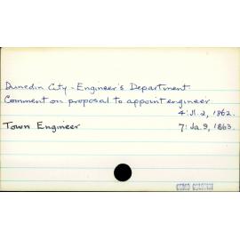 Dunedin City - Engineer's Department. 