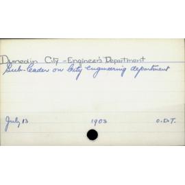 Dunedin City - Engineers' Department