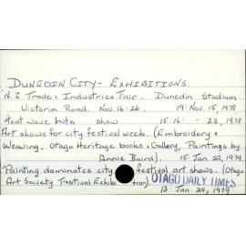 DUNEDIN CITY - EXHIBITIONS.