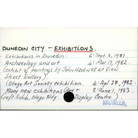 DUNEDIN CITY - EXHIBITIONS.
