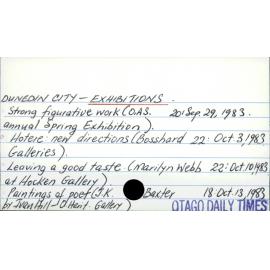 DUNEDIN CITY - EXHIBITIONS.