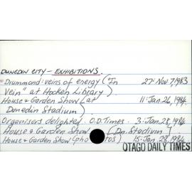 DUNEDIN CITY - EXHIBITIONS.