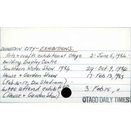 DUNEDIN CITY - EXHIBITIONS.