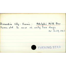 Dunedin City - Firms - Adelphi Milk Bar
