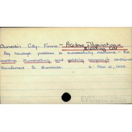 Dunedin City - Firms - Acetone Illuminating & welding Co.