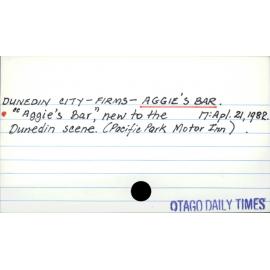 DUNEDIN CITY - FIRMS - AGGIE'S BAR.