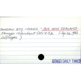 DUNEDIN CITY - FIRMS - AIR NEW ZEALAND.
